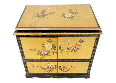 Lot 1658 - A late 20th century Chinese lacquer cylinder bureau.