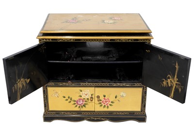 Lot 1658 - A late 20th century Chinese lacquer cylinder bureau.