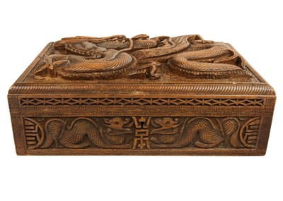 Lot 1075 - A Kashmir carved hardwood box, early 20th century.