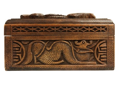 Lot 1075 - A Kashmir carved hardwood box, early 20th century.