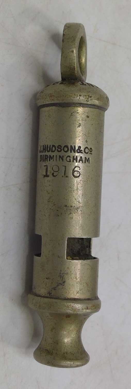 US WW1 Aged Brass Trench Whistle Dated 1918 – Reproduction – UPC 840277801647