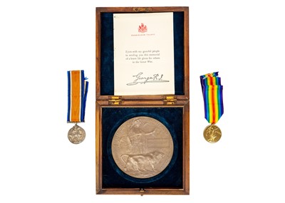 Lot 211 - World War One pair, Death Plaque and Certificate