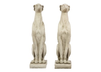 Lot 126 - A pair of reconstituted stone garden ornaments in the form of whippets.