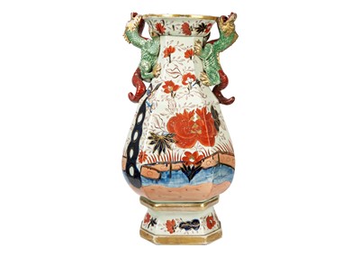 Lot 1446 - An early 19th century Mason's Ironstone alcove twin handled vase.