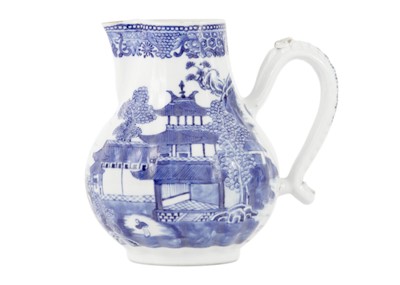 Lot 1081 - A Chinese export blue and white porcelain cream jug, 18th century.