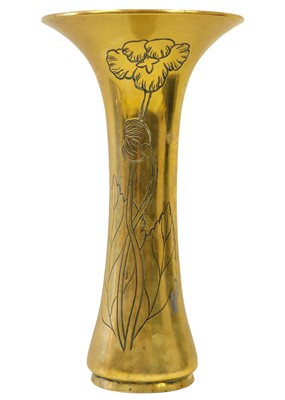 Lot 1082 - A Japanese polished bronze trumpet vase, Meiji period.