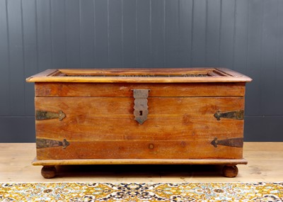 Lot 296 - An Indian teak metal bound storage box, 20th century.