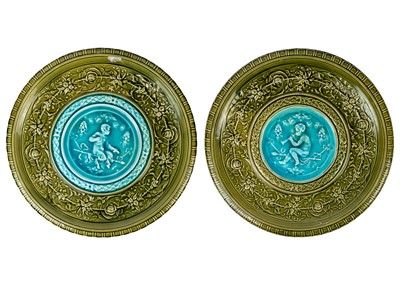 Lot 1462 - A pair of Austrian Schutz Cilli majolica chargers.