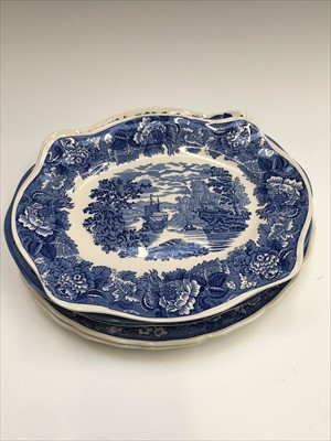 Lot 989 - Eight blue and white Wedgwood Queensware...