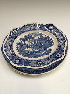 Lot 989 - Eight blue and white Wedgwood Queensware...