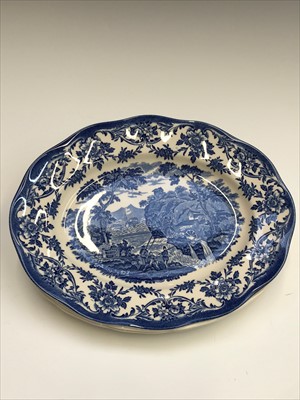 Lot 989 - Eight blue and white Wedgwood Queensware...