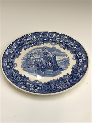 Lot 989 - Eight blue and white Wedgwood Queensware...