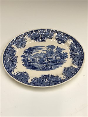 Lot 989 - Eight blue and white Wedgwood Queensware...