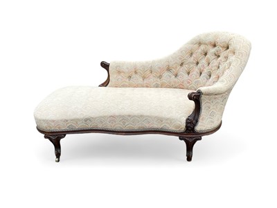 Lot 1014 - A Victorian walnut chaise lounge.