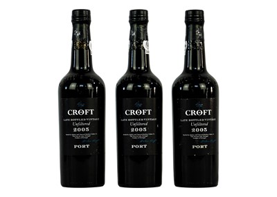 Lot 230 - Three 75cl bottles of Croft unfiltered Late Bottled Vintage port 2005.