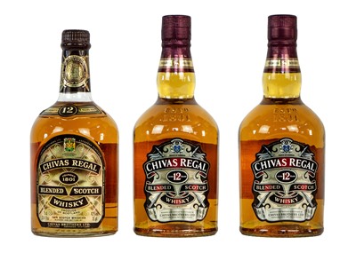 Lot 216 - Three 75cl bottles of Chivas Regal blended Scotch whisky.