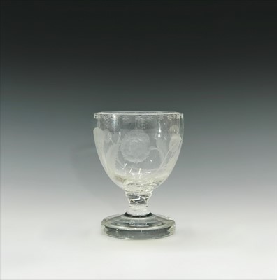 Lot 962 - A 19th century glass goblet, engraved with...