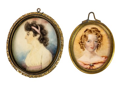 Lot 42 - Two 19th century oval portrait miniatures.