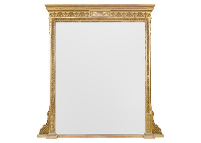 Lot 242 - A 19th century giltwood overmantel wall mirror.