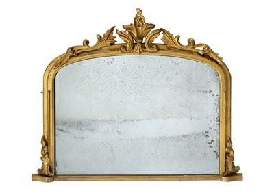 Lot 250 - A Victorian gilt composition overmantel wall mirror.