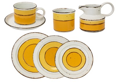 Lot 177 - A Midwinter Stonehenge Sun pattern stoneware part service.