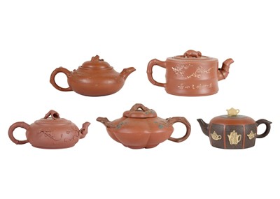 Lot 1093 - Five Chinese Yixing teapots.