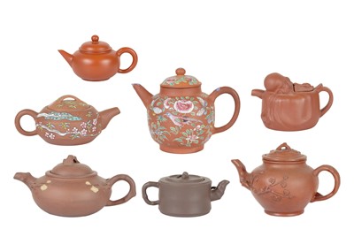 Lot 1094 - Seven Chinese Yixing teapots.