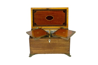 Lot 68 - A George III mahogany, inlaid, and crossbanded tea caddy.