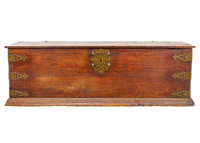 Lot 1021 - An early 17th century iron bound boarded chest.