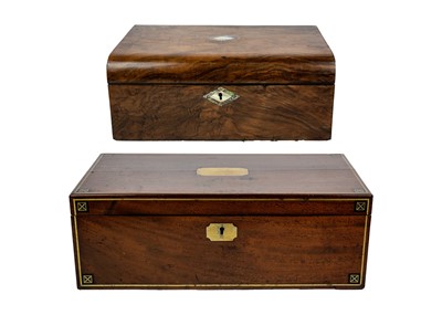 Lot 1398 - An early Victorian mahogany, brass strung and inlaid writing box