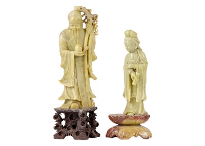 Lot 1114 - Two Chinese soapstone figures, early 20th century.