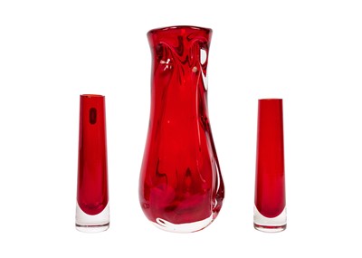 Lot 1532 - A Whitefriars Knobbly Ruby glass vase by William Wilson and Harry Dyer