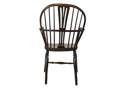 Lot 1274 - An ash, elm, and fruitwood hoop back Windsor armchair.