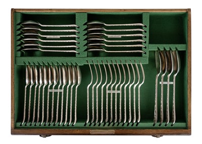 Lot 192 - An impressive twelve setting canteen of silver Elizabethan pattern cutlery by Carrington & Co.