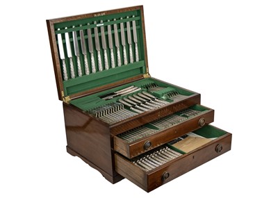 Lot 259 - An impressive twelve setting canteen of silver Elizabethan pattern cutlery by Carrington & Co.