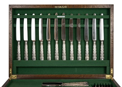 Lot 192 - An impressive twelve setting canteen of silver Elizabethan pattern cutlery by Carrington & Co.