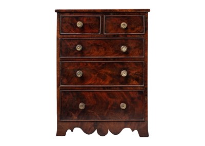 Lot 1246 - A Regency flame mahogany miniature or collector's chest.