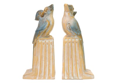 Lot 1490 - A pair of Bourne Denby Lovebird bookends by Donald Gilbert.