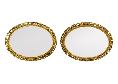 Lot 1626 - A pair of gesso gilt frame mirrors.