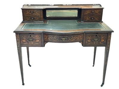 Lot 982 - A late Victorian rosewood and inlaid marquetry Carlton House type writing desk.