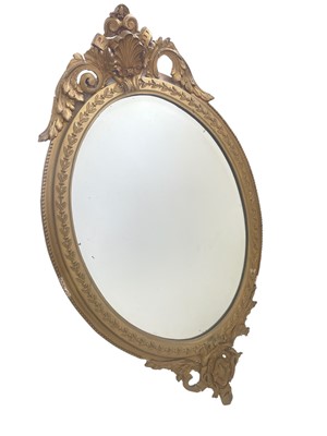 Lot 336 - A 19th century gilt gesso oval wall mirror.