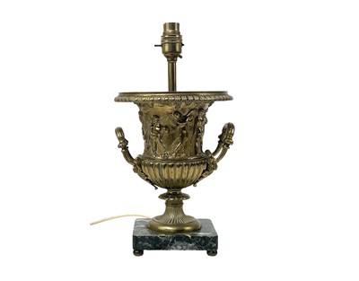 Lot 334 - A French bronze campana form urn lamp.