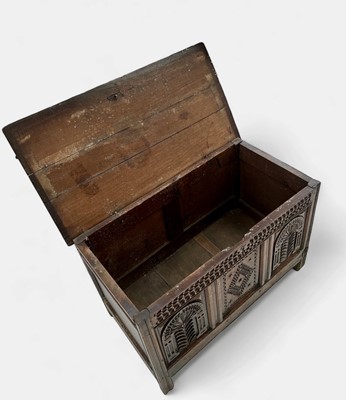 Lot 1149 - A 17th-century oak chest.