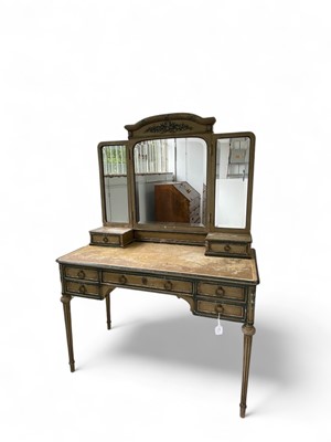 Lot 932 - A French painted triple mirror dressing table