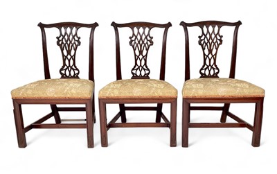 Lot 1697 - A set of three Chippendale period chairs of high quality