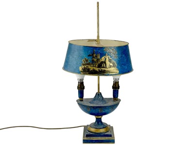 Lot 306 - An Italian painted cast metal and tole ware table lamp.