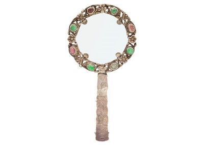 Lot 13 - A Chinese jade and hardstone silver magnifying glass, Qing Dynasty.