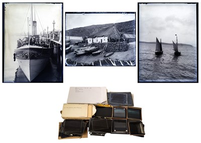 Lot 1401 - A collection of early 20th century maritime glass plate negatives and magic lantern slides.