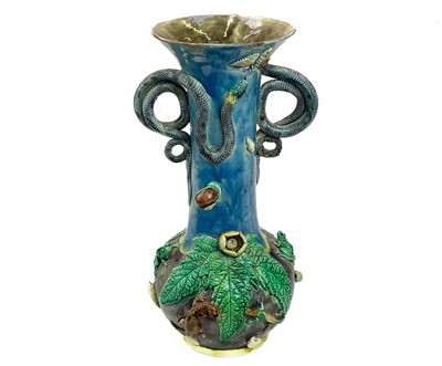 Lot 795 - A Portugese Palissy style vase.