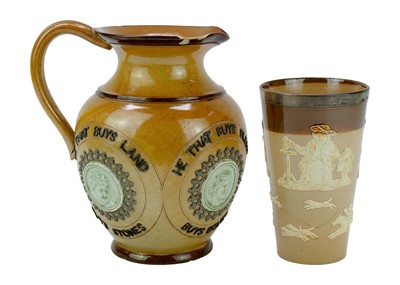 Lot 1484 - A Samuel Alcock & Co Etruscan ewer The Nuptials of Paris and Helen.